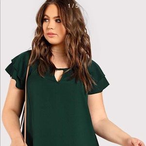 Green blouse with neckline detailing